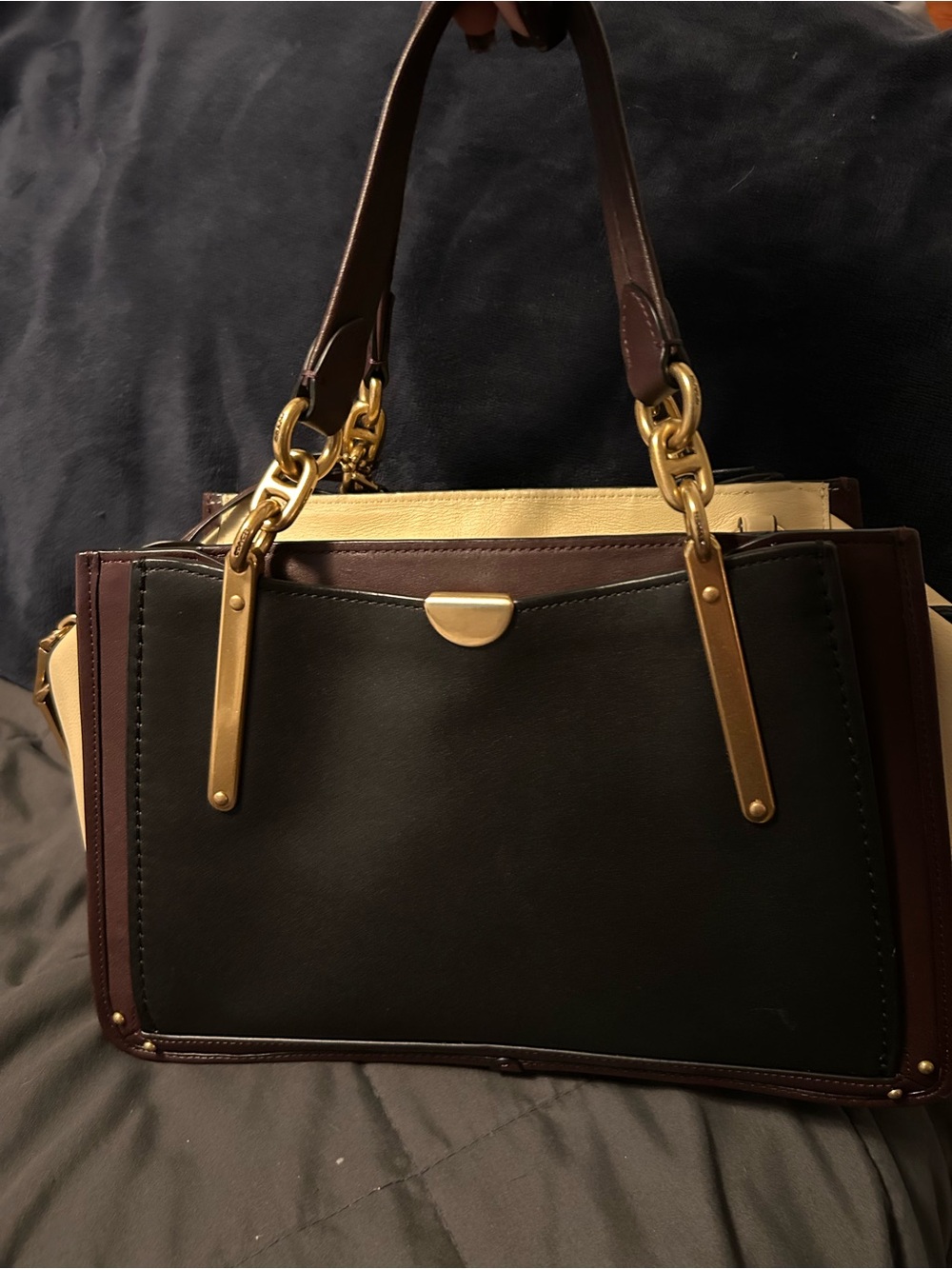 Coach Black, Brown & Cream Multi Dreamer 36 Leather Satchel *FIRM* - Picture 2 of 6
